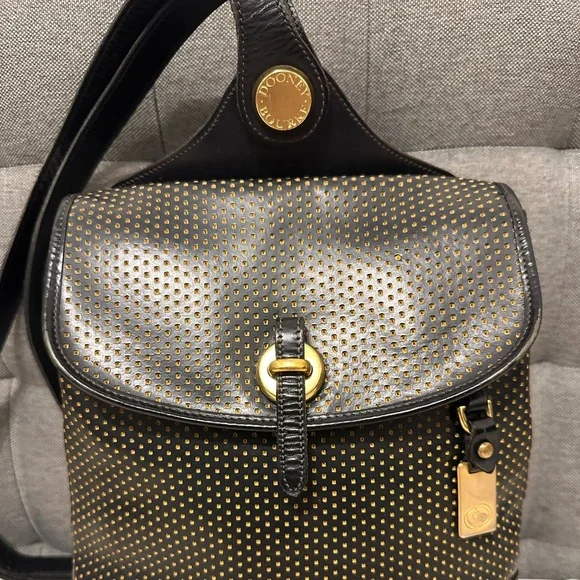 Vintage Y2K Dooney & Bourke Cabriolet black perforated leather backpack - Picture 3 of 10